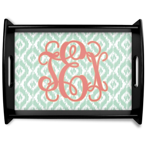 Custom Monogram Black Wooden Tray - Large