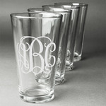 Monogram Pint Glasses - Laser Engraved - Set of 4