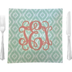 Monogram Glass Square Lunch / Dinner Plate 9.5" - Single