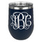 Monogram Stainless Wine Tumblers - Navy - Double Sided - Front