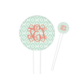 Monogram 4" Round Plastic Food Picks - White - Single-Sided