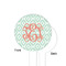 Monogram White Plastic 4" Food Pick - Round - Single Sided - Front & Back