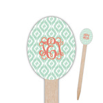 Monogram Oval Wooden Food Picks - Single-Sided