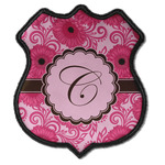 Gerbera Daisy Iron On Shield Patch C w/ Initial