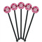 Gerbera Daisy Black Plastic 5.5" Stir Stick - Round - Fan View