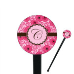 Gerbera Daisy 7" Round Plastic Stir Sticks - Black - Single Sided (Personalized)