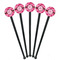 Gerbera Daisy Black Plastic 7" Stir Stick - Round - Fan View