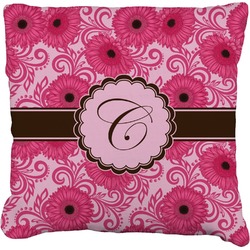 Gerbera Daisy Faux-Linen Throw Pillow 16" (Personalized)