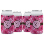 Gerbera Daisy Can Cooler (12 oz) - Set of 4 w/ Initial