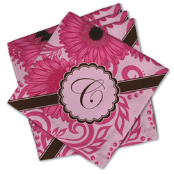 Gerbera Daisy Cloth Cocktail Napkins - Set of 4 w/ Initial