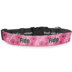 Gerbera Daisy Deluxe Dog Collar - Double Extra Large (20.5" to 35") (Personalized)