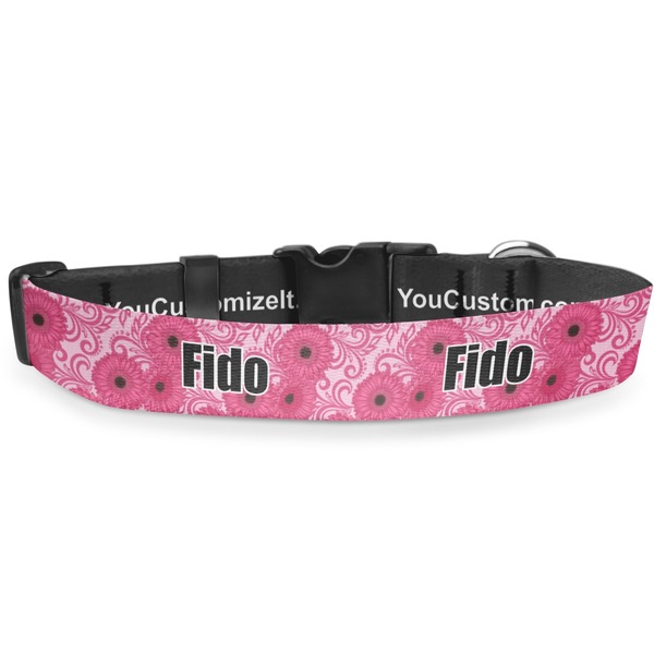 Custom Gerbera Daisy Deluxe Dog Collar - Medium (11.5" to 17.5") (Personalized)