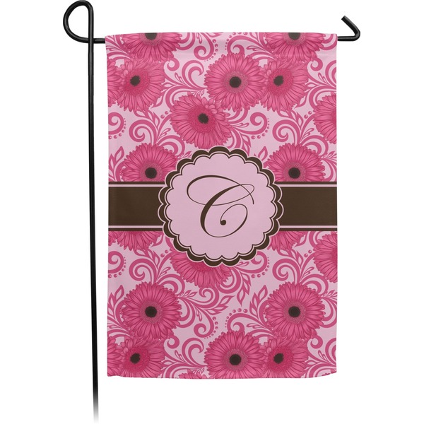 Custom Gerbera Daisy Small Garden Flag - Double Sided w/ Initial