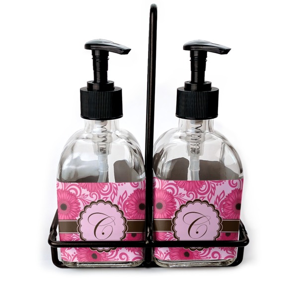 Custom Gerbera Daisy Glass Soap & Lotion Bottle Set (Personalized)