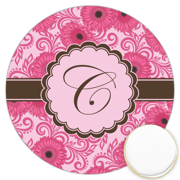 Custom Gerbera Daisy Printed Cookie Topper - 3.25" (Personalized)