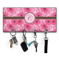 Gerbera Daisy Key Hanger w/ 4 Hooks w/ Initial