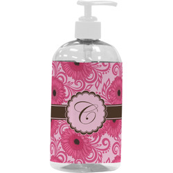 Gerbera Daisy Plastic Soap / Lotion Dispenser (16 oz - Large - White) (Personalized)