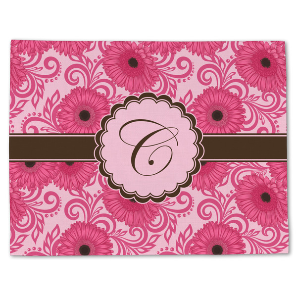 Custom Gerbera Daisy Single-Sided Linen Placemat - Single w/ Initial