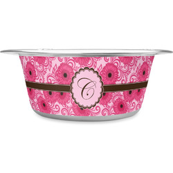 Gerbera Daisy Stainless Steel Dog Bowl - Large (Personalized)
