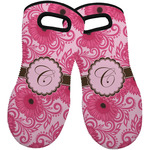 Gerbera Daisy Neoprene Oven Mitts - Set of 2 w/ Initial