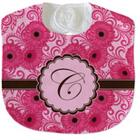 Gerbera Daisy Velour Baby Bib w/ Initial