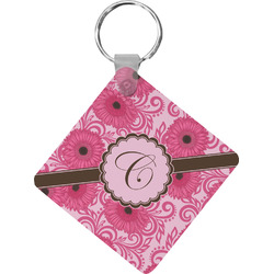 Gerbera Daisy Diamond Plastic Keychain w/ Initial