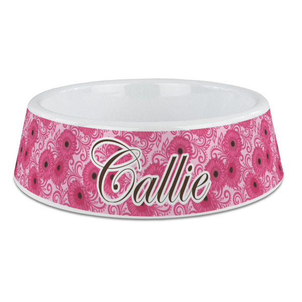 Custom Gerbera Daisy Plastic Dog Bowl - Large (Personalized)