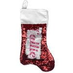 Gerbera Daisy Reversible Sequin Stocking - Red (Personalized)