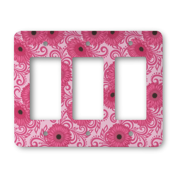 Custom Gerbera Daisy Rocker Style Light Switch Cover - Three Switch