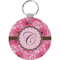 Gerbera Daisy Round Plastic Keychain (Personalized)