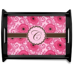 Gerbera Daisy Black Wooden Tray - Large (Personalized)