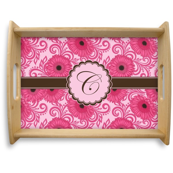 Custom Gerbera Daisy Natural Wooden Tray - Large (Personalized)