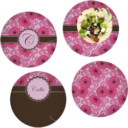 Gerbera Daisy Set of 4 Glass Lunch / Dinner Plate 10" (Personalized)