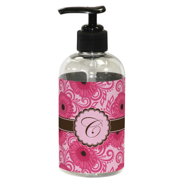 Custom Gerbera Daisy Plastic Soap / Lotion Dispenser (8 oz - Small - Black) (Personalized)