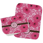 Gerbera Daisy Burp Cloths - Fleece - Set of 2 w/ Initial