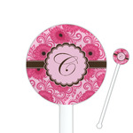 Gerbera Daisy 5.5" Round Plastic Stir Sticks - White - Single Sided (Personalized)