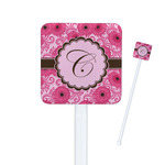 Gerbera Daisy Square Plastic Stir Sticks - Single Sided (Personalized)