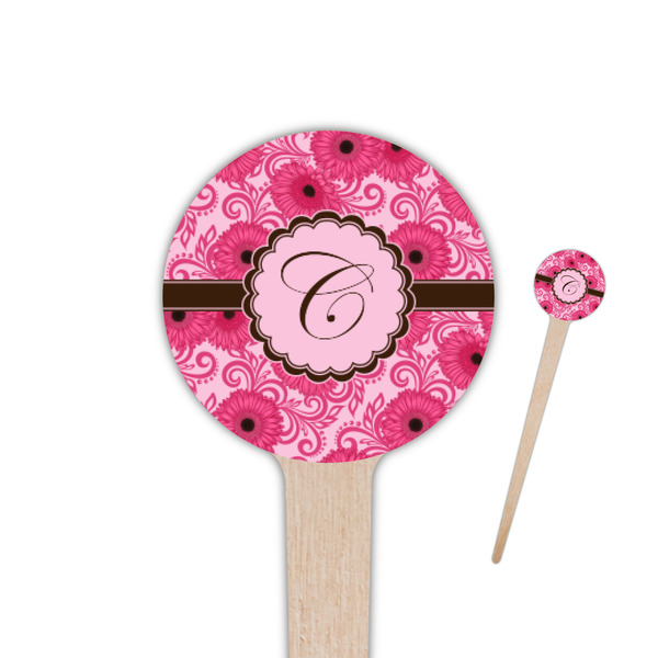 Custom Gerbera Daisy 4" Round Wooden Food Picks - Single Sided (Personalized)