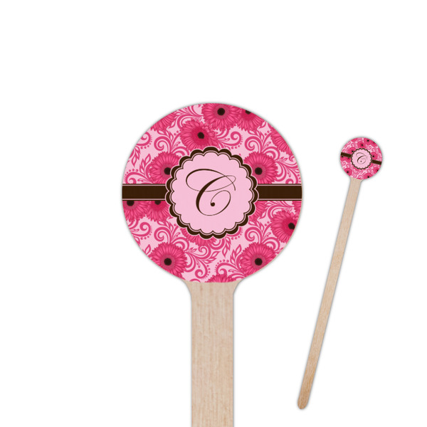 Custom Gerbera Daisy 6" Round Wooden Stir Sticks - Double Sided (Personalized)