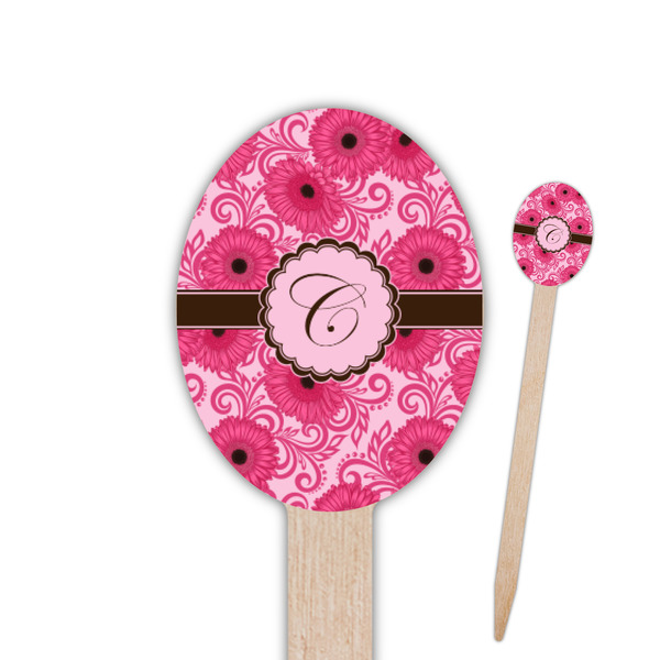 Custom Gerbera Daisy Oval Wooden Food Picks - Double Sided (Personalized)