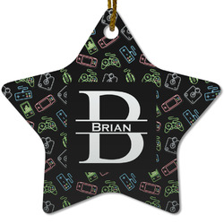 Video Game Star Ceramic Ornament w/ Name and Initial