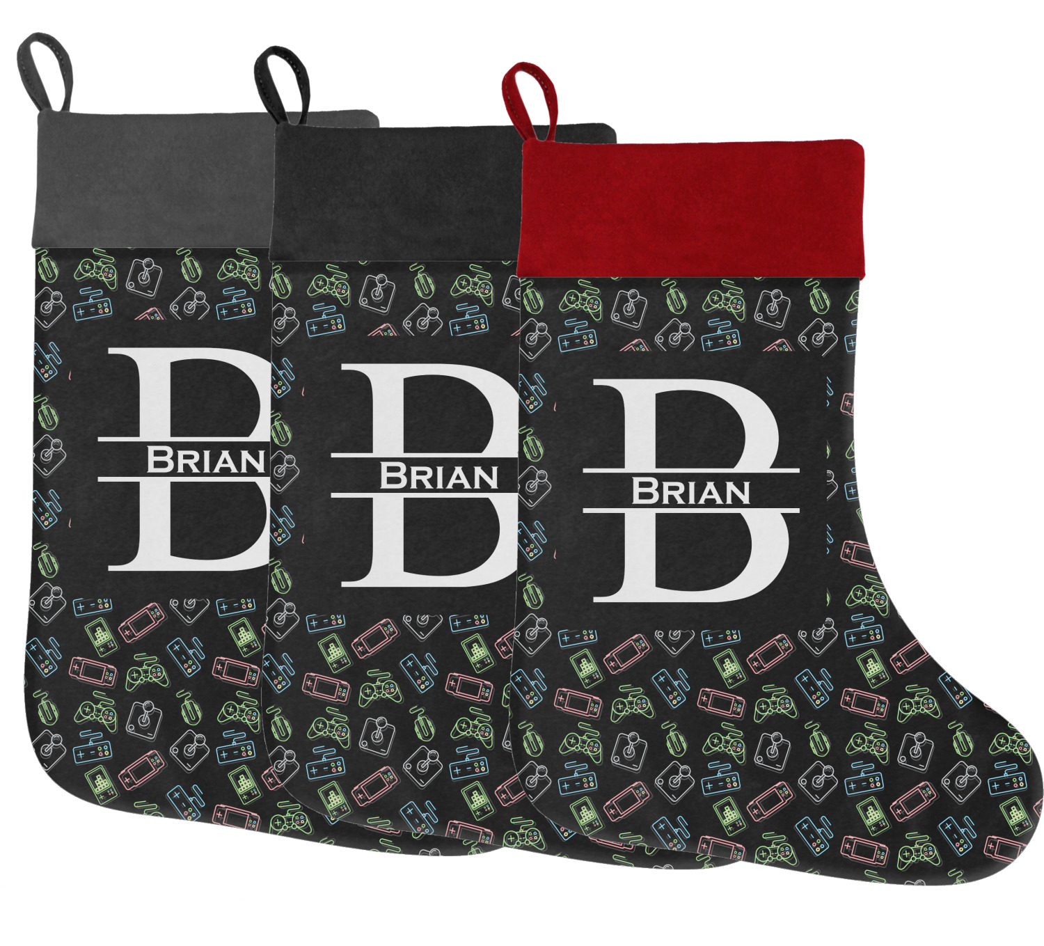 Video Game Holiday Stocking w/ Name and Initial - YouCustomizeIt