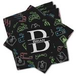 Video Game Cloth Cocktail Napkins - Set of 4 w/ Name and Initial