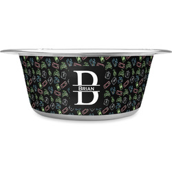 Video Game Stainless Steel Dog Bowl - Medium (Personalized)