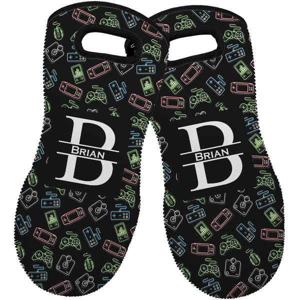 Custom Video Game Neoprene Oven Mitts - Set of 2 w/ Name and Initial