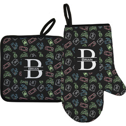 Video Game Right Oven Mitt & Pot Holder Set w/ Name and Initial