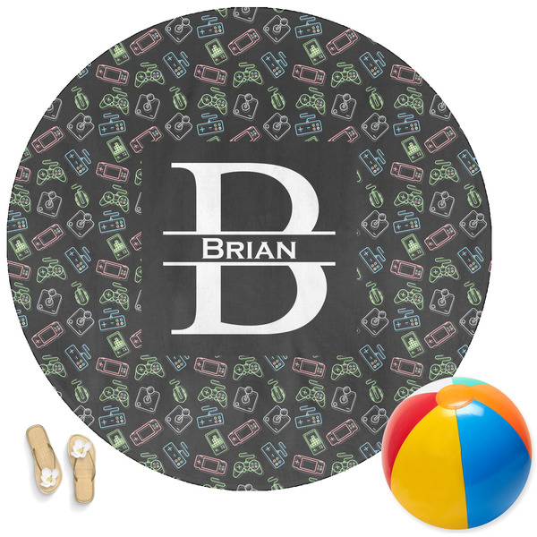 Custom Video Game Round Beach Towel (Personalized)