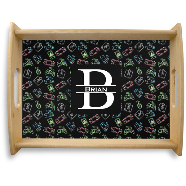 Custom Video Game Natural Wooden Tray - Large (Personalized)