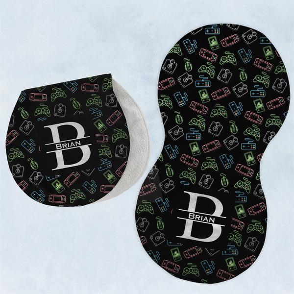 Custom Video Game Burp Pads - Velour - Set of 2 w/ Name and Initial