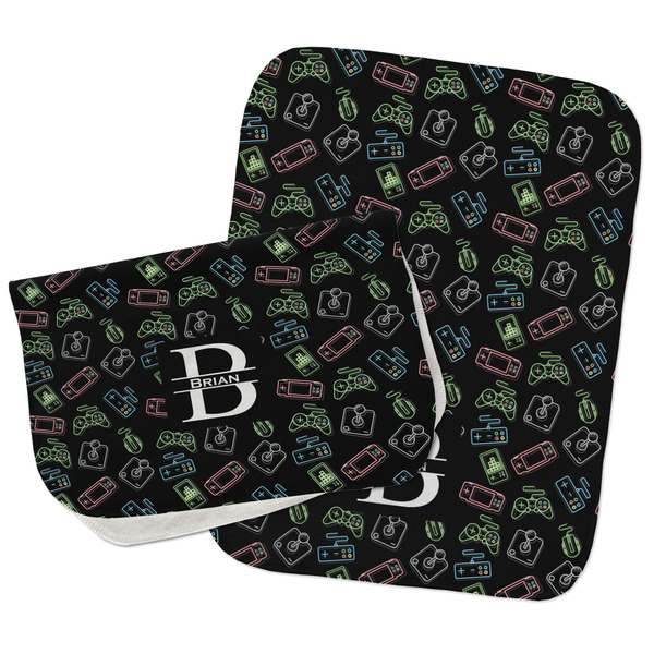 Custom Video Game Burp Cloths - Fleece - Set of 2 w/ Name and Initial